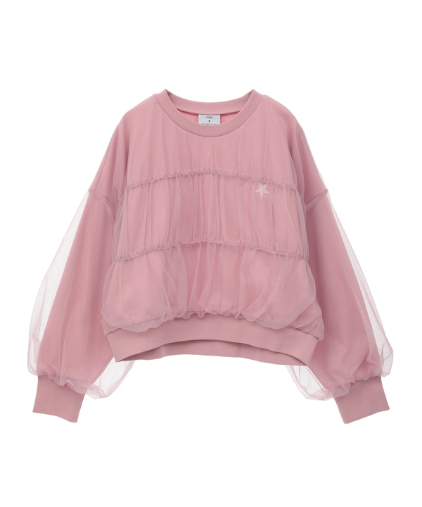 SHIRRING TULLE DOCKING SWEAT 詳細画像 ピンク 1