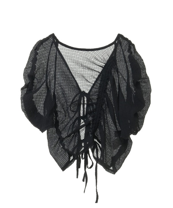 【HL】2WAY SHIRRING SHEER BLOUSE 詳細画像 ブラック 1