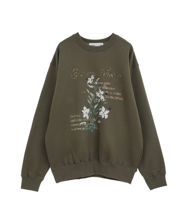 【WEB LIMITED】LILY FLOWER PRINT SWEAT 詳細画像 オリーブ 1