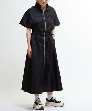 WAIST CORD NYLON HIGHNECK DRESS