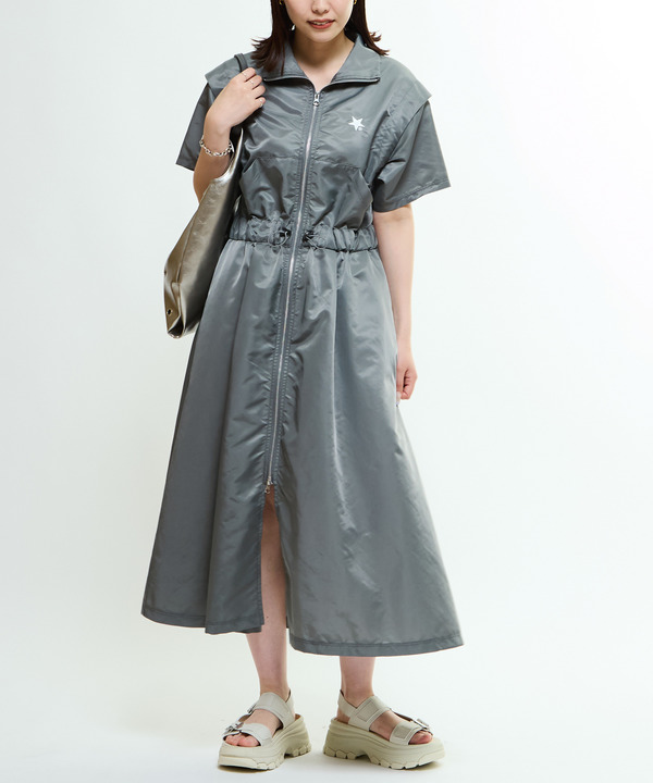 WAIST CORD NYLON HIGHNECK DRESS 詳細画像 1