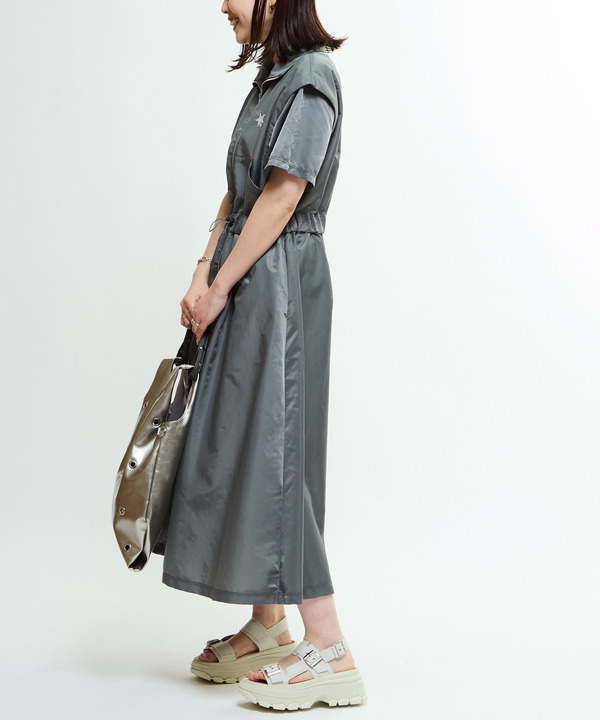 WAIST CORD NYLON HIGHNECK DRESS 詳細画像 2