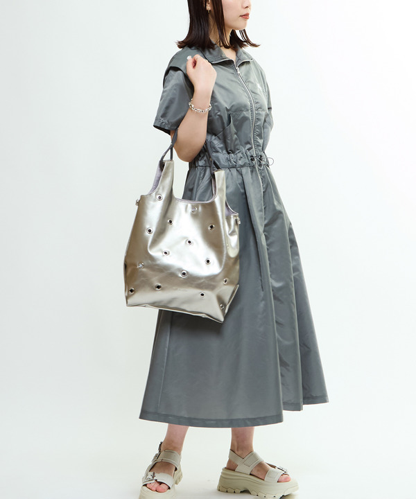 WAIST CORD NYLON HIGHNECK DRESS 詳細画像 3