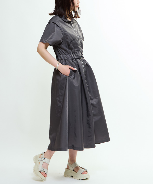 WAIST CORD NYLON HIGHNECK DRESS 詳細画像 8