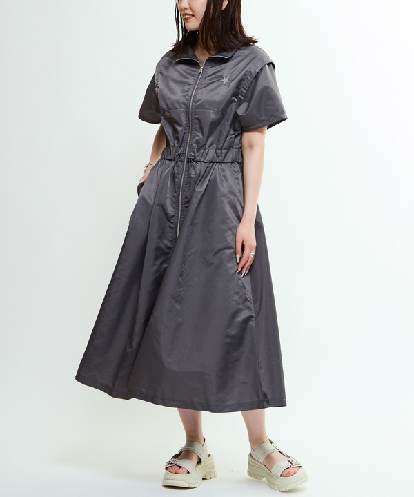 WAIST CORD NYLON HIGHNECK DRESS 詳細画像 グレー 1