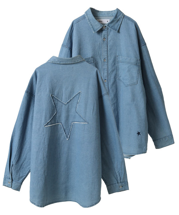 STAR★ PATCH DENIM SHIRT 詳細画像 サックスブルー 1