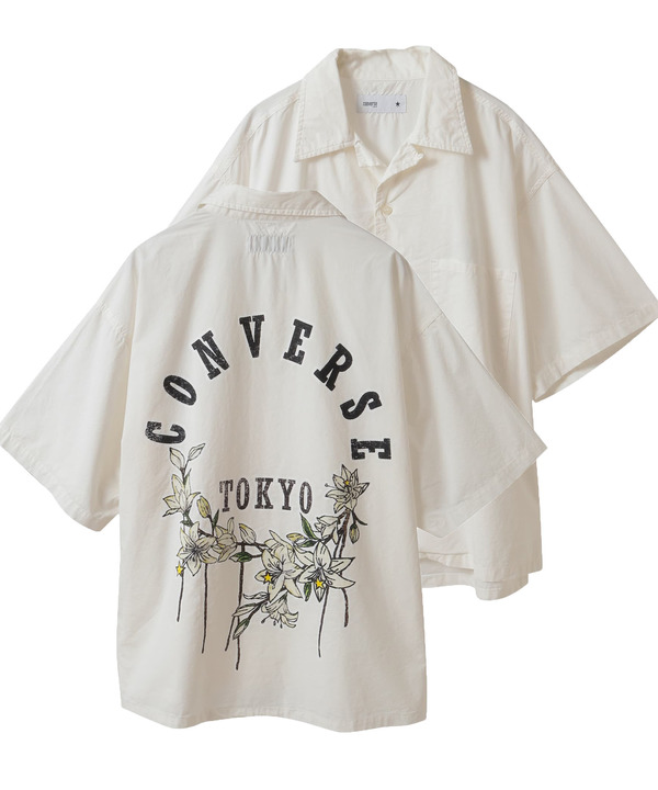 PIGMENT DYE BACK FLOWER PRINT SHIRT 詳細画像 ホワイト 1