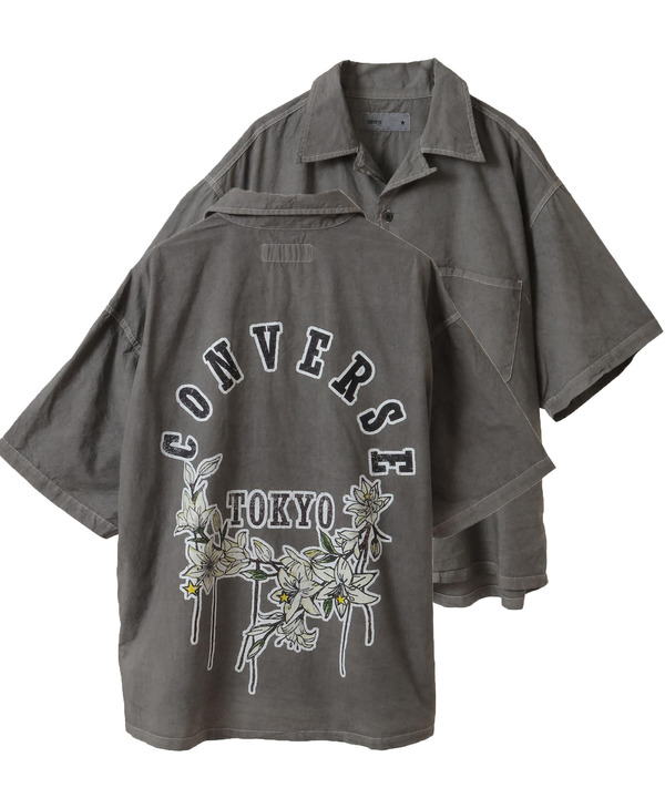 PIGMENT DYE BACK FLOWER PRINT SHIRT 詳細画像 ブラック 1