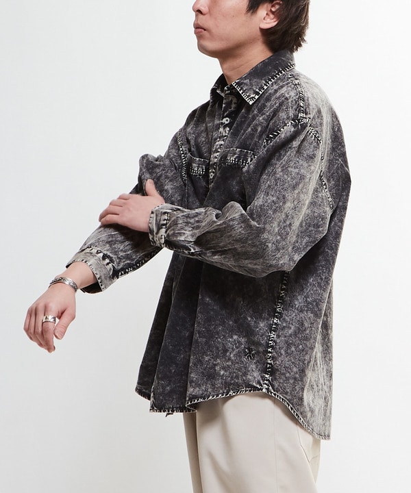 ACID WASH STAR★ PATCH OVER SHIRT 詳細画像 9