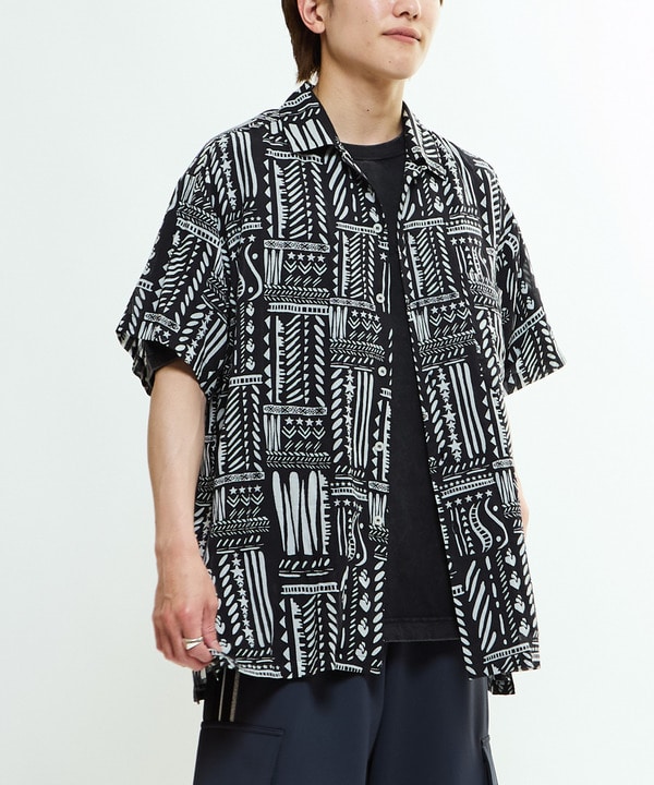 BLOCK PRINT OVERSIZED SHIRT 詳細画像 ネイビー 1