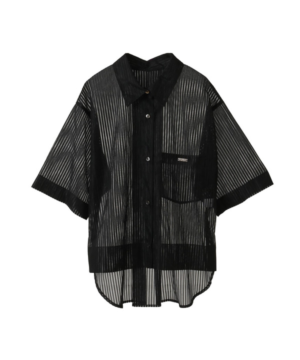 【HL】SHEER STRIPE BOXY SHIRT 詳細画像 ブラック 1