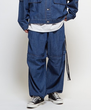 2WAY DETACHABLE DENIM WIDE CARGO PANTS