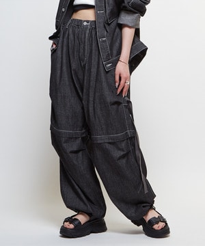 2WAY DETACHABLE DENIM WIDE CARGO PANTS