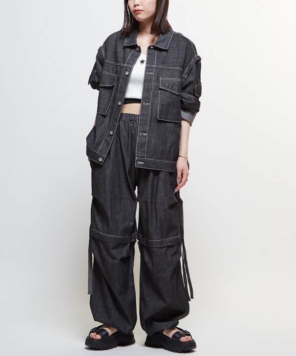 2WAY DETACHABLE DENIM WIDE CARGO PANTS 詳細画像 12