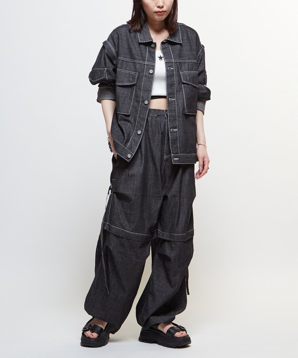 2WAY DETACHABLE DENIM WIDE CARGO PANTS 詳細画像 13