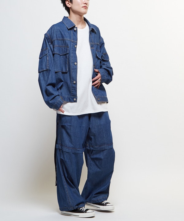 2WAY DETACHABLE DENIM WIDE CARGO PANTS 詳細画像 18