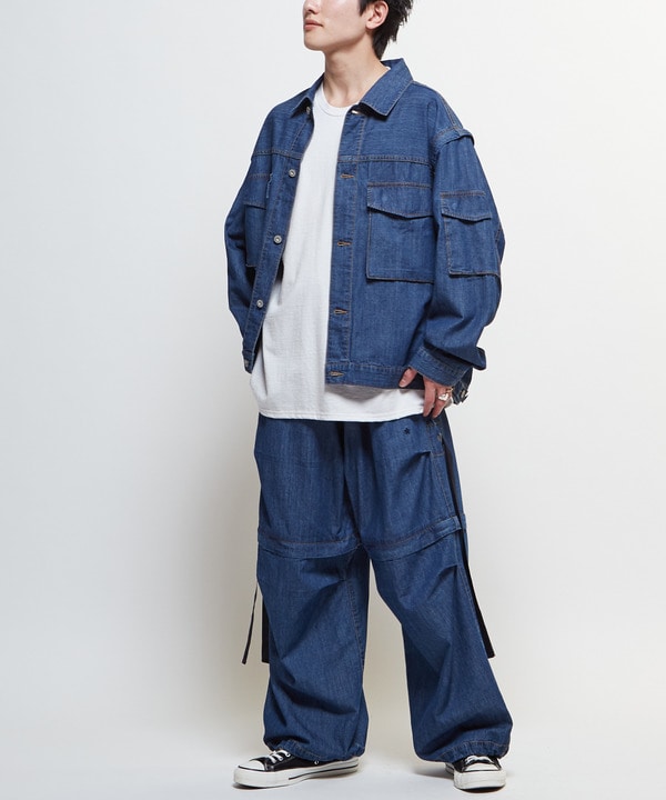 2WAY DETACHABLE DENIM WIDE CARGO PANTS 詳細画像 19