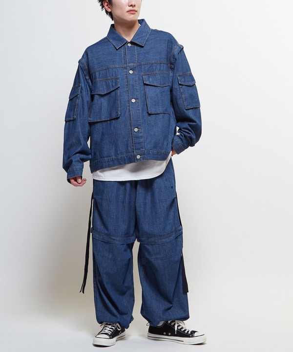 2WAY DETACHABLE DENIM WIDE CARGO PANTS 詳細画像 20