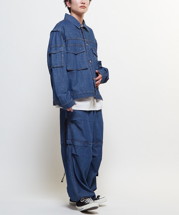 2WAY DETACHABLE DENIM WIDE CARGO PANTS 詳細画像 22