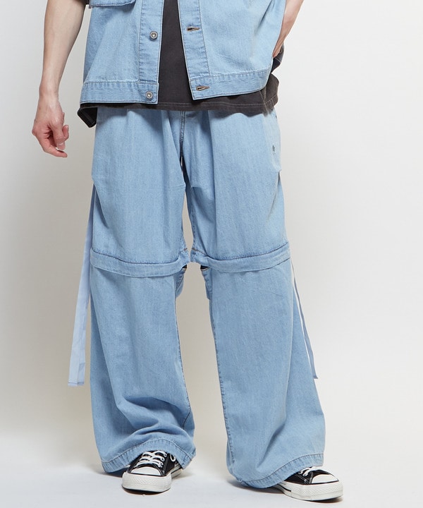 2WAY DETACHABLE DENIM WIDE CARGO PANTS 詳細画像 5