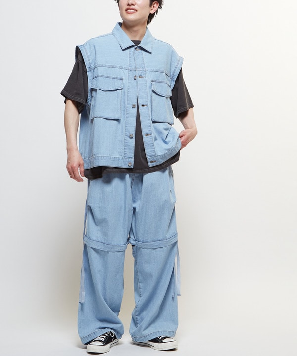 2WAY DETACHABLE DENIM WIDE CARGO PANTS 詳細画像 6