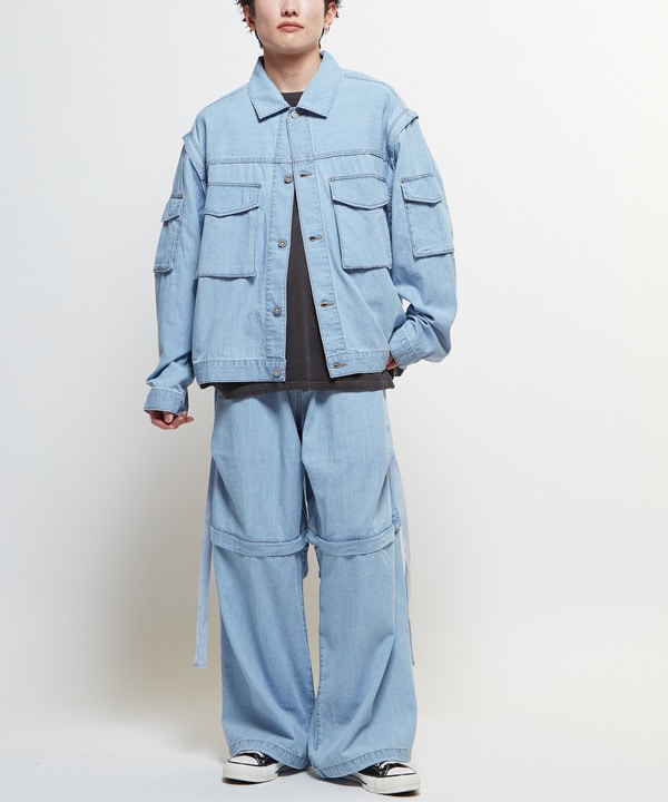 2WAY DETACHABLE DENIM WIDE CARGO PANTS 詳細画像 8