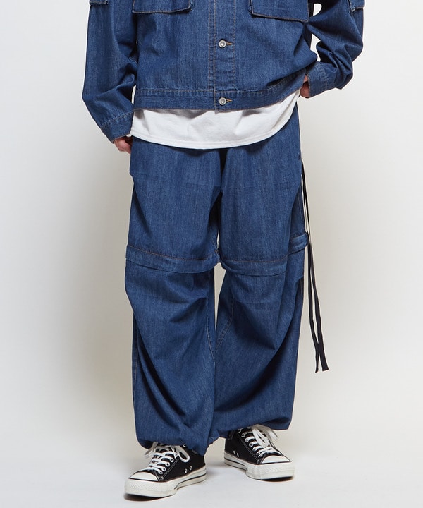 2WAY DETACHABLE DENIM WIDE CARGO PANTS 詳細画像 ネイビー 1