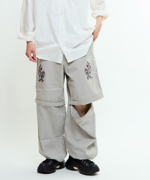 2WAY DETACHABLE EMBROIDERY WIDE PANTS(SET UP)