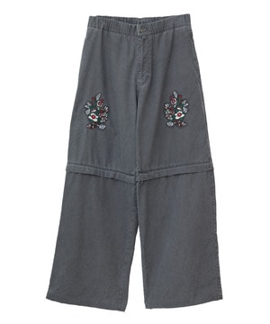 2WAY DETACHABLE EMBROIDERY WIDE PANTS(SET UP)