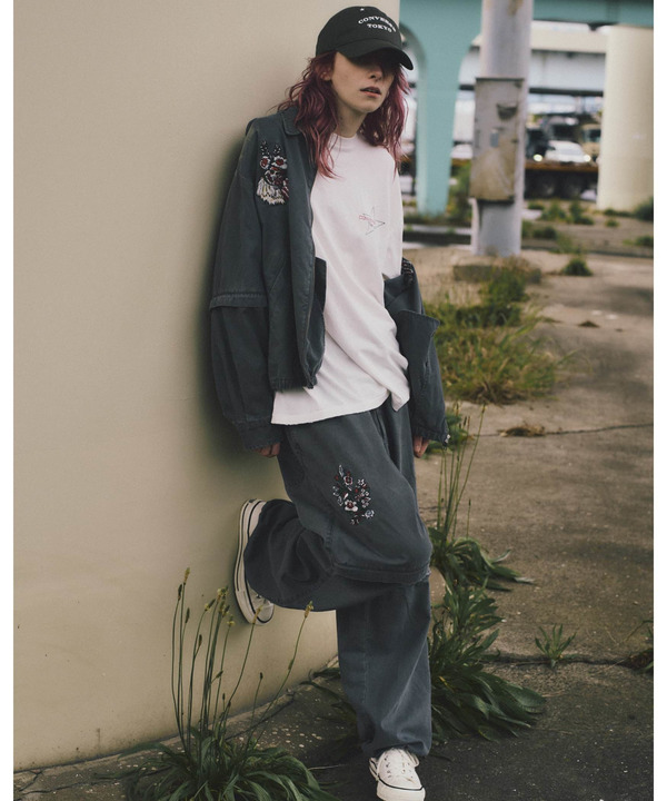 2WAY DETACHABLE EMBROIDERY WIDE PANTS(SET UP) 詳細画像 1