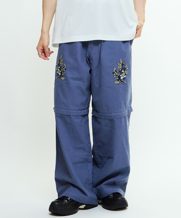 2WAY DETACHABLE EMBROIDERY WIDE PANTS(SET UP) 詳細画像 ブルー 1
