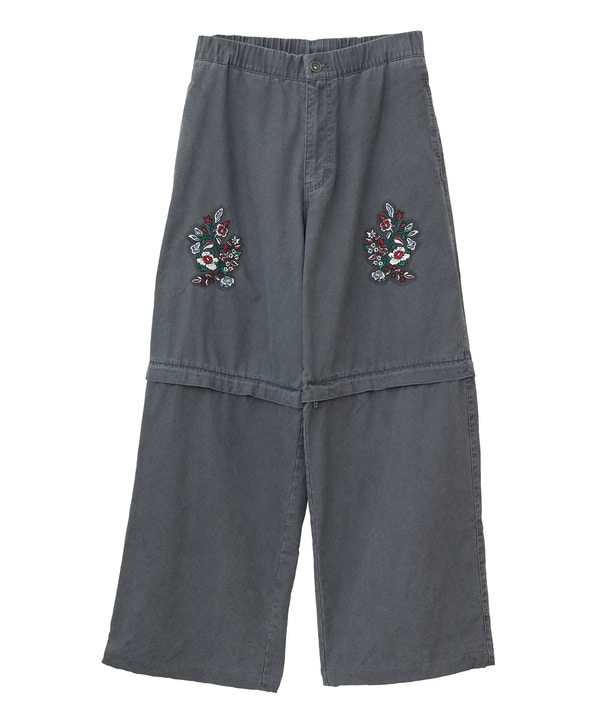 2WAY DETACHABLE EMBROIDERY WIDE PANTS(SET UP) 詳細画像 チャコールグレー 1