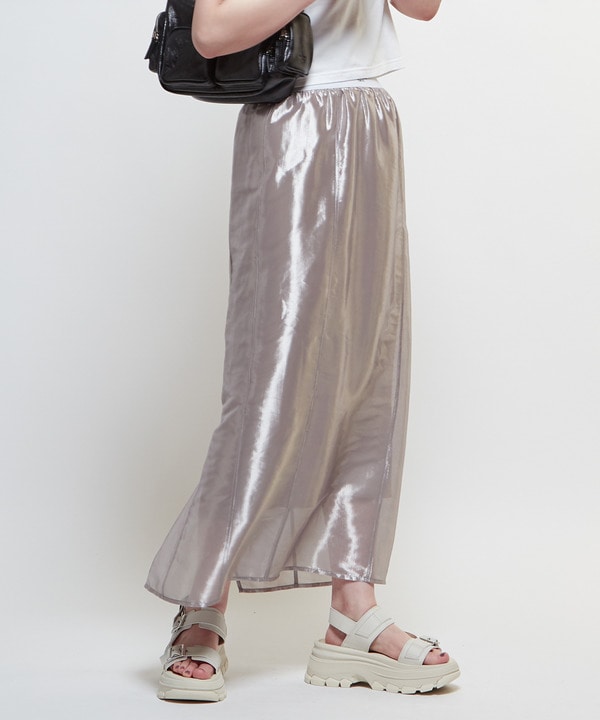 WAIST LOGO SHINY SHEER SKIRT 詳細画像 1