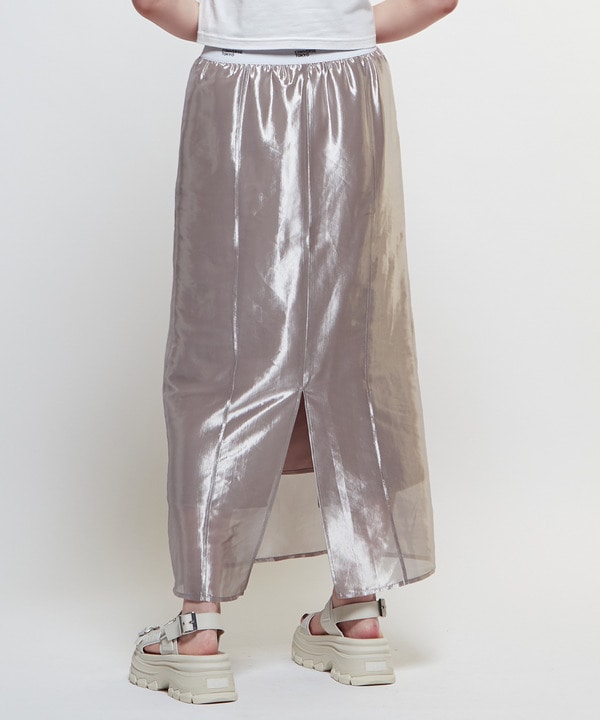 WAIST LOGO SHINY SHEER SKIRT 詳細画像 2