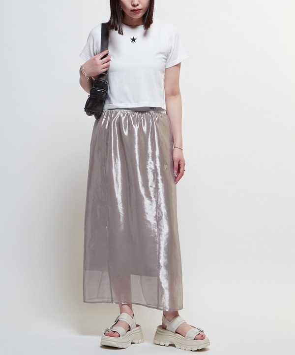 WAIST LOGO SHINY SHEER SKIRT 詳細画像 3