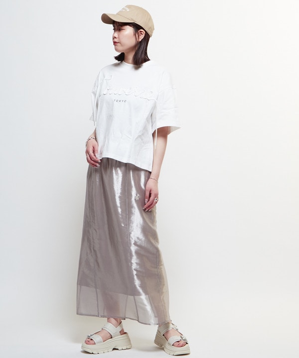 WAIST LOGO SHINY SHEER SKIRT 詳細画像 4