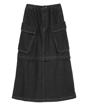 2WAY DETACHABLE MILITARY DENIM CARGO SKIRT
