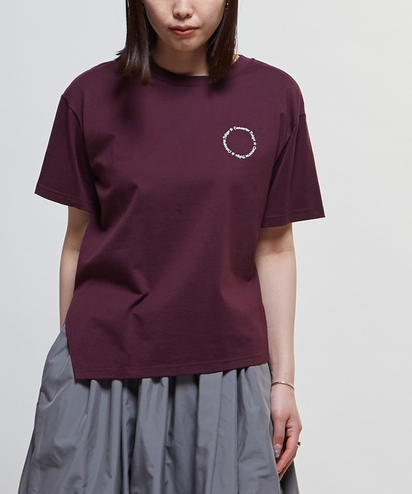 ASYMMETRY EMBROIDERY LOGO TEE 詳細画像 ボルドー 1