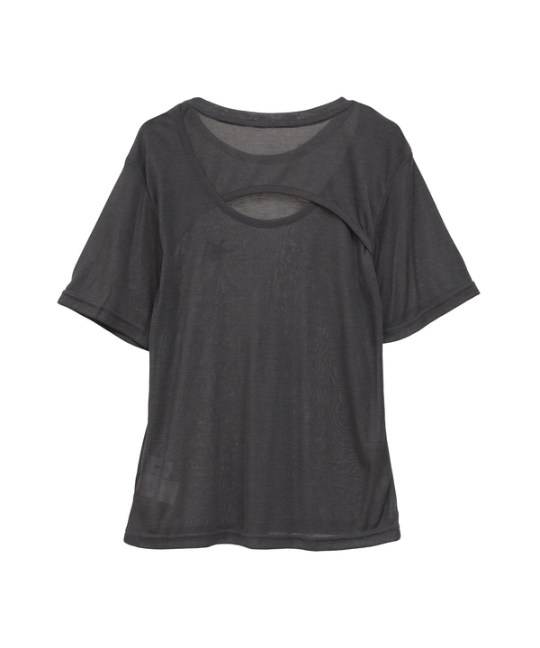 BACK OPEN SHEER TOP 詳細画像 1