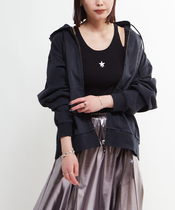 STAR★ ONEPOINT RIB HALTER NECK TANK TOP 詳細画像 3