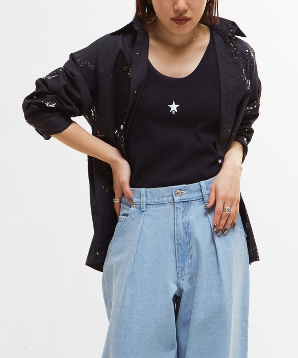 STAR★ ONEPOINT RIB HALTER NECK TANK TOP 詳細画像 5