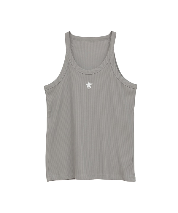 STAR★ ONEPOINT RIB HALTER NECK TANK TOP 詳細画像 グレー 1