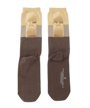 STAR FOIL PRINT COLOR BLOCK SOCKS
