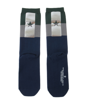 STAR FOIL PRINT COLOR BLOCK SOCKS