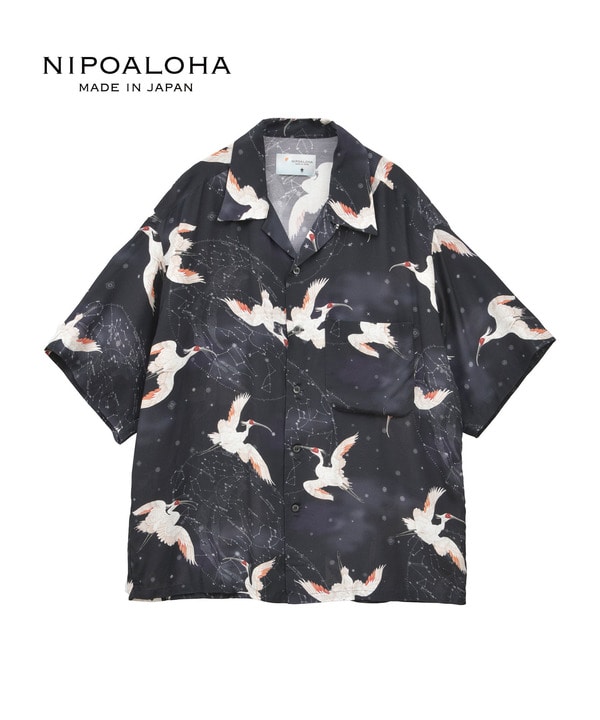 【NIPOALOHA】"朱鷺-TOKI" SHORT SLEEVE SHIRT 詳細画像 ブラック 1