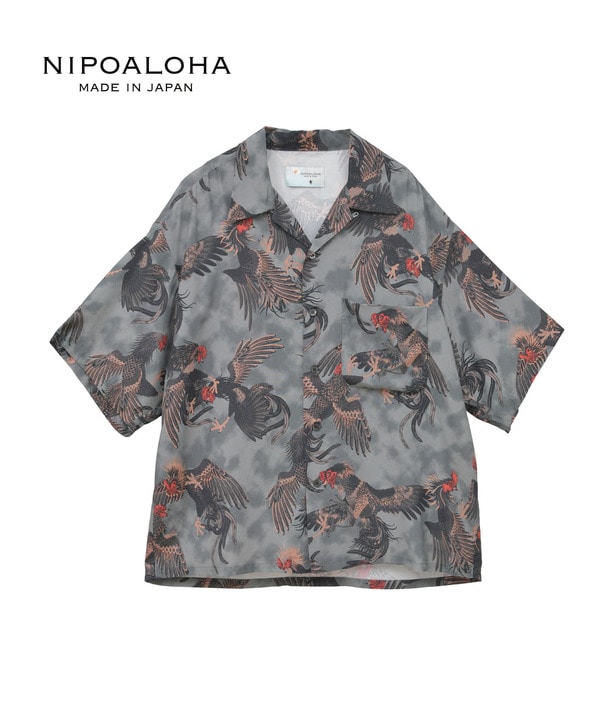 【NIPOALOHA】"軍鶏-SHAMO" SHORT SLEEVE SHIRT 詳細画像 グレー 1