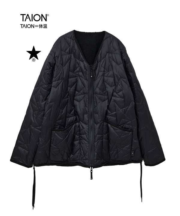 【TAION】MILITARY STAR★ QUILTING ＆ BOA REVERSIBLE JACKET(UNISEX) 詳細画像 ブラック 1