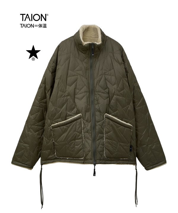 【TAION】MILITARY STAR★ QUILTING ＆ BOA REVERSIBLE STAND JACKET(UNISEX) 詳細画像 オリーブ 1