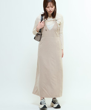 PEACH POPLIN CAMISOLE DRESS