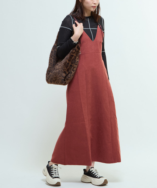 PEACH POPLIN CAMISOLE DRESS 詳細画像 レッド 1
